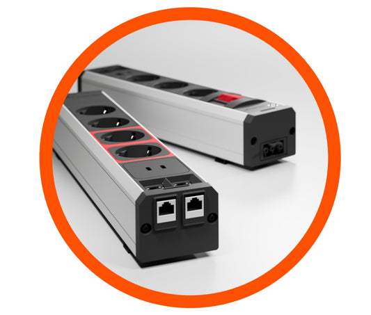 VersaTek – Modul profesional alimentare, UPS și conectivitate | 2 Schuko + 2 Schuko UPS + 2 USB + 2 RJ45