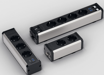VersaTek – Modul profesional alimentare, UPS și conectivitate | 2 Schuko + 2 Schuko UPS + 2 USB + 2 RJ45